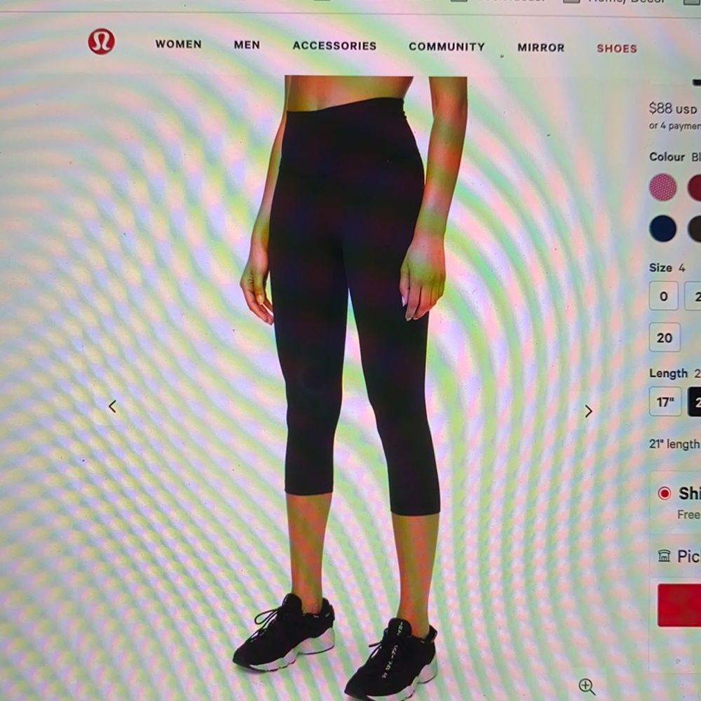 Black lululemon align high-rise crop 21”